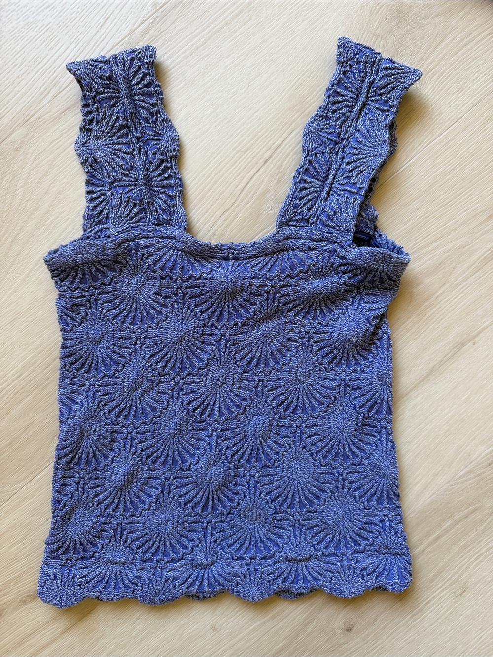Textured Square-Neck Tank Top in Blue